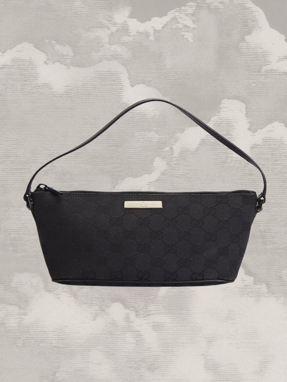 GUCCI Tom Ford Era Web Black Boat Pochette GG Logo Monogram Y2K Canvas